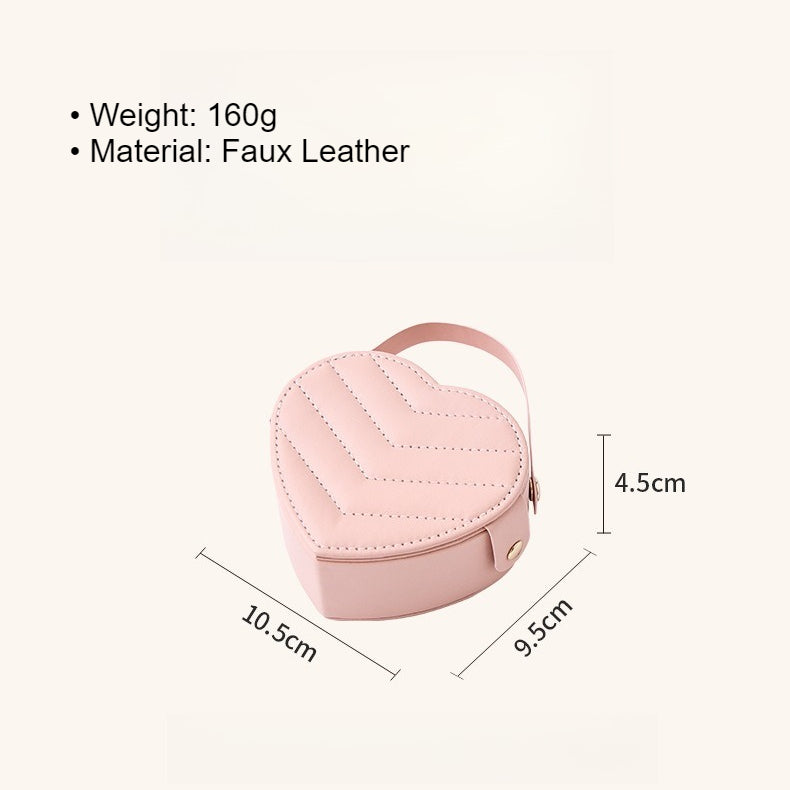 Heart Shaped Solid Color Portable Jewelry Box for Earring Ring