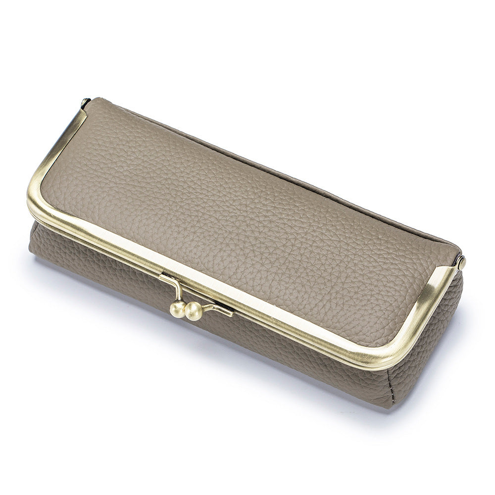 Creative Portable Genuine Leather Eyeglasses Case for Ladies