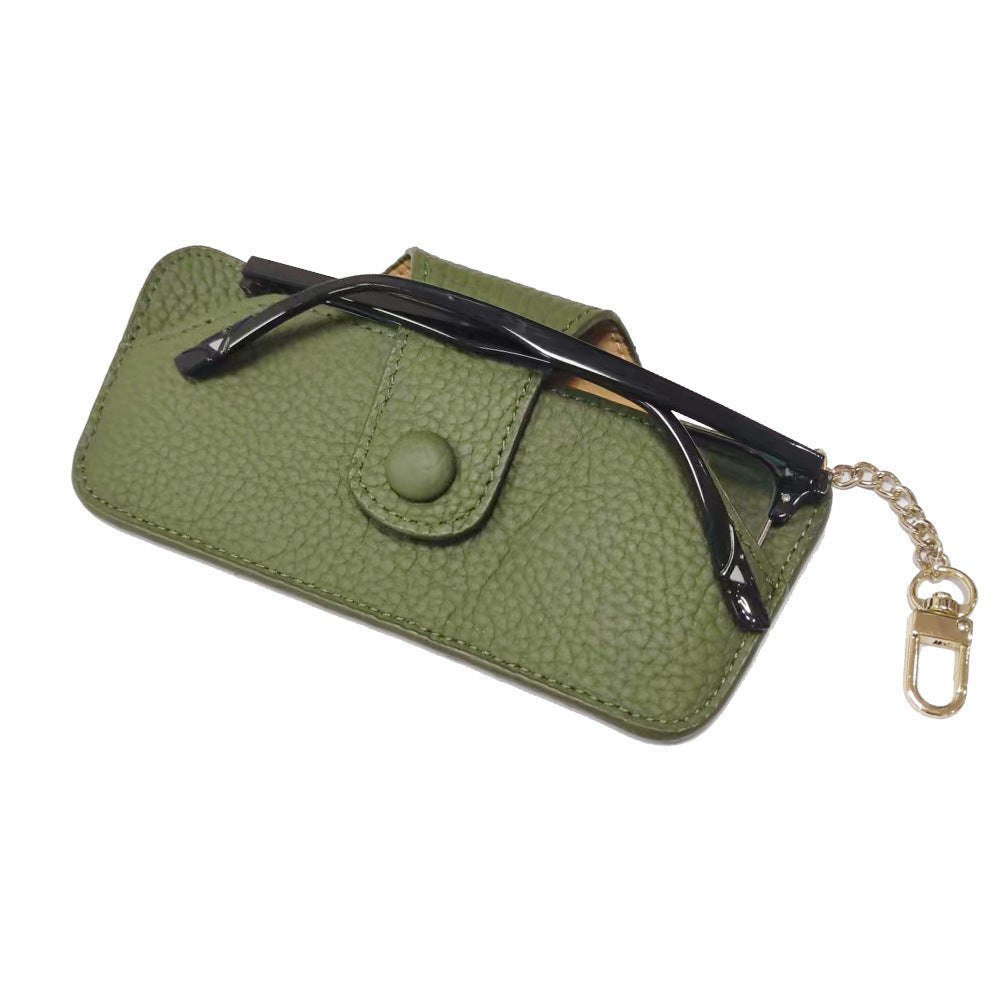 Genuine Leather Vintage Slim Portable Eyeglasses Case Unisex