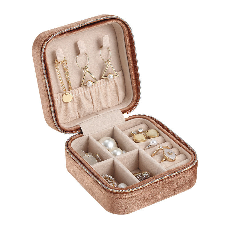 Soft Velvet Jewelry Storage Box Portable Multiple Colors