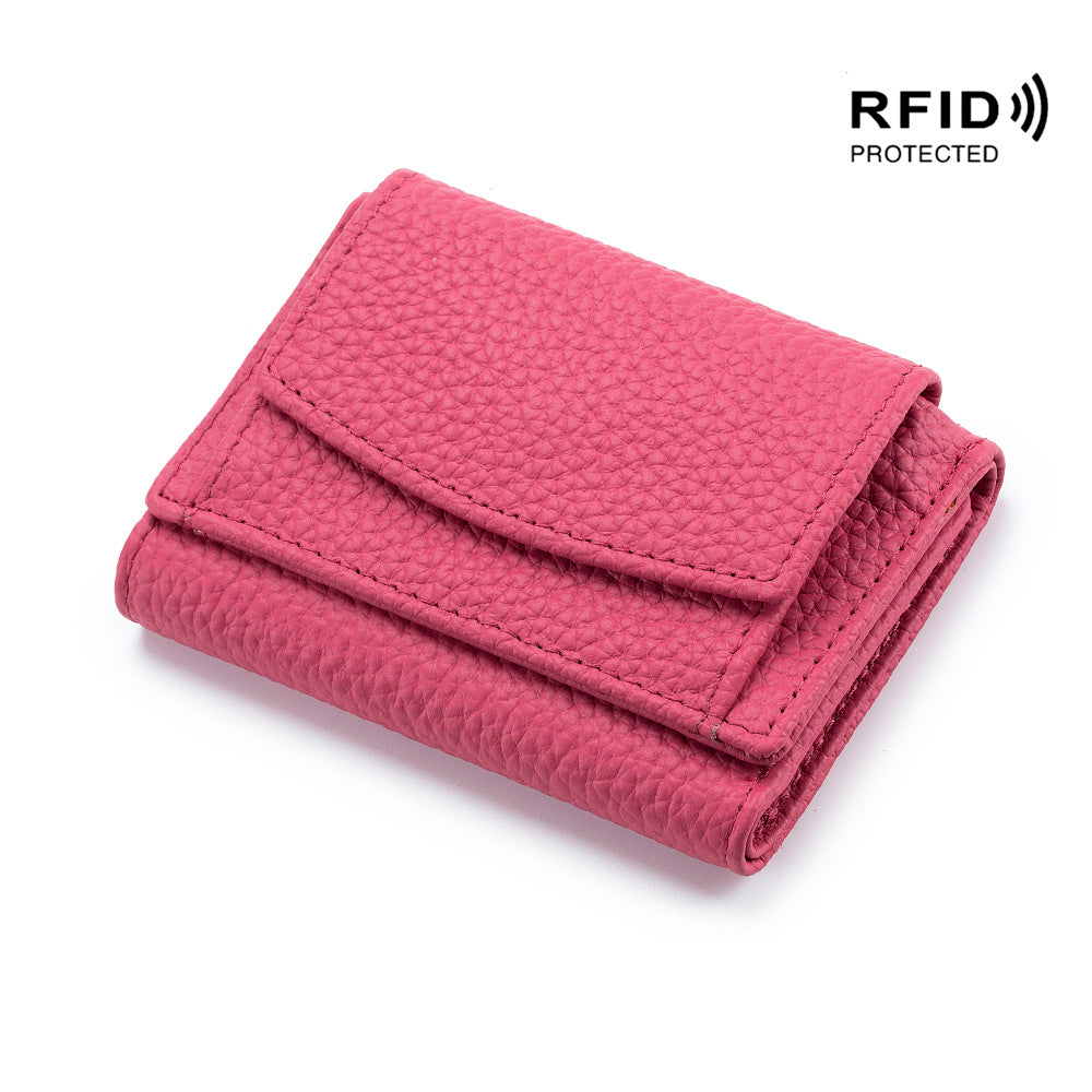 Genuine Leather RFID Mini Wallet Women Coin Purse
