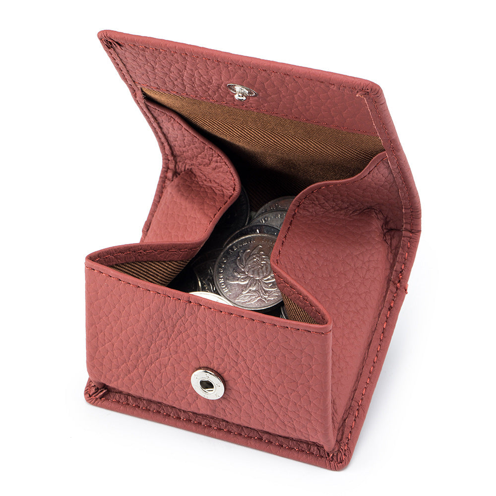 Genuine Leather Mini Wallet with Snap Coin Purse