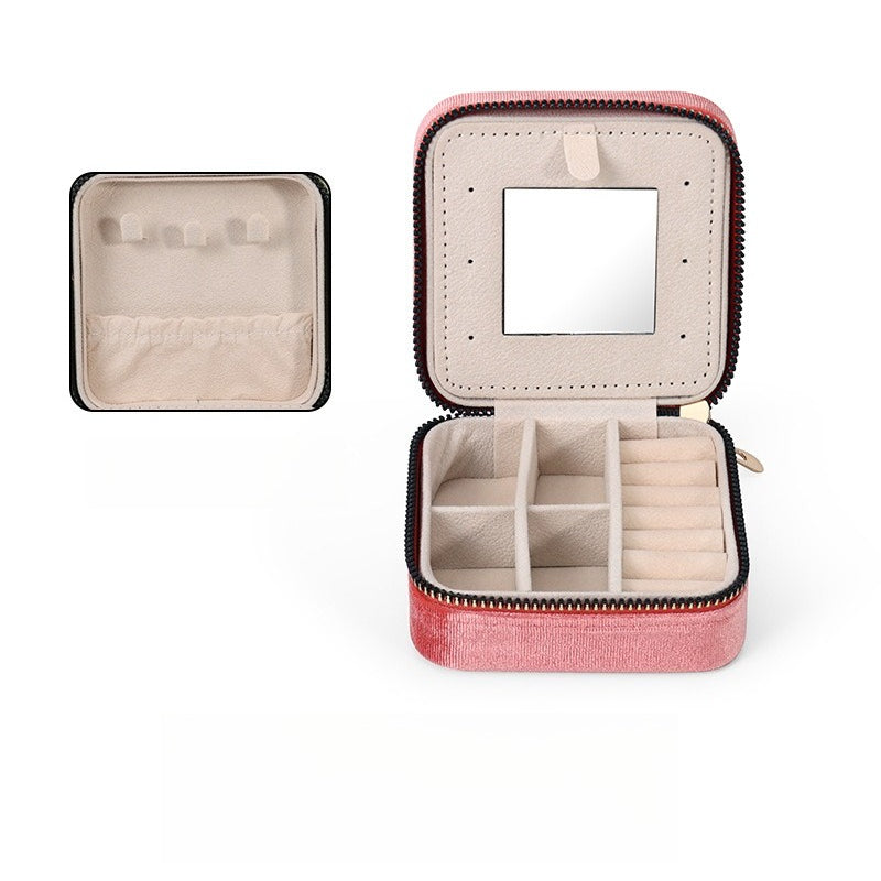 Portable Travel Earring Jewelry Box with Mirror