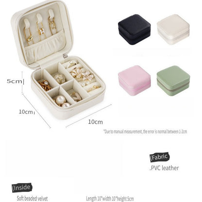 Portable Simple Leather Travel Jewelry Case