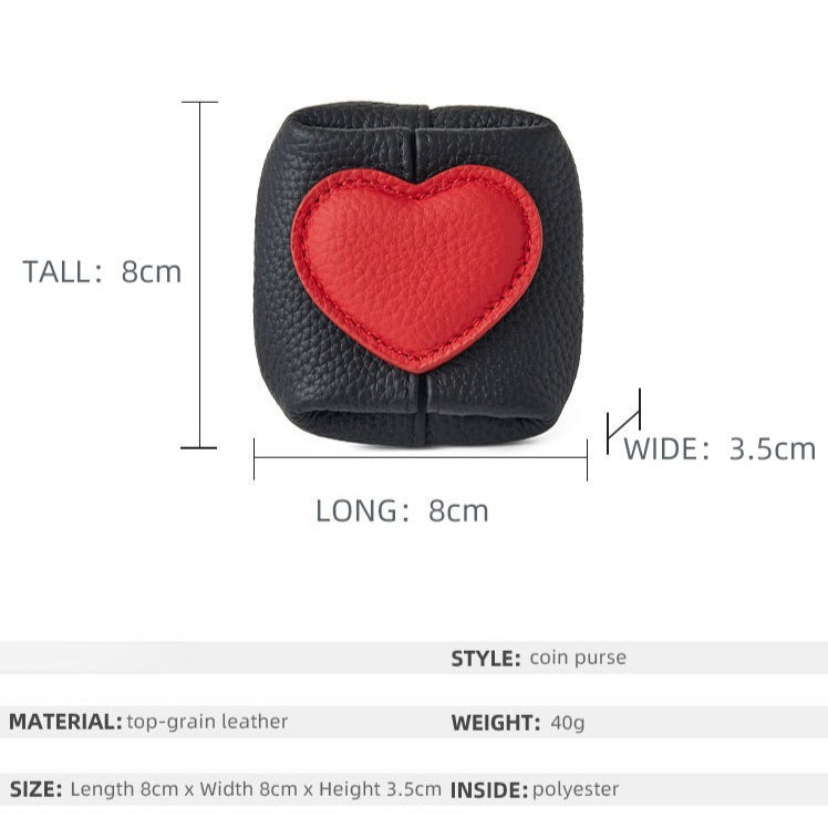 Genuine Leather Two Tone Heart Coin Purse Portable
