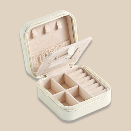 Travel Jewelry Box with Mirror Portable Multiple Colors