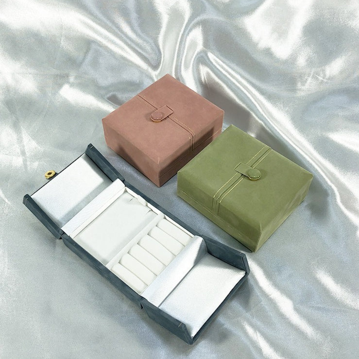 Double Door Velvet Jewelry Box Multiple Colors