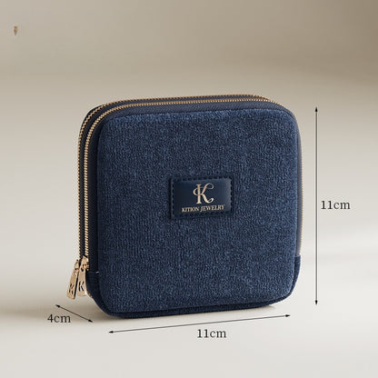 Double Layer Velvet Jewelry Pouch Portable Handheld