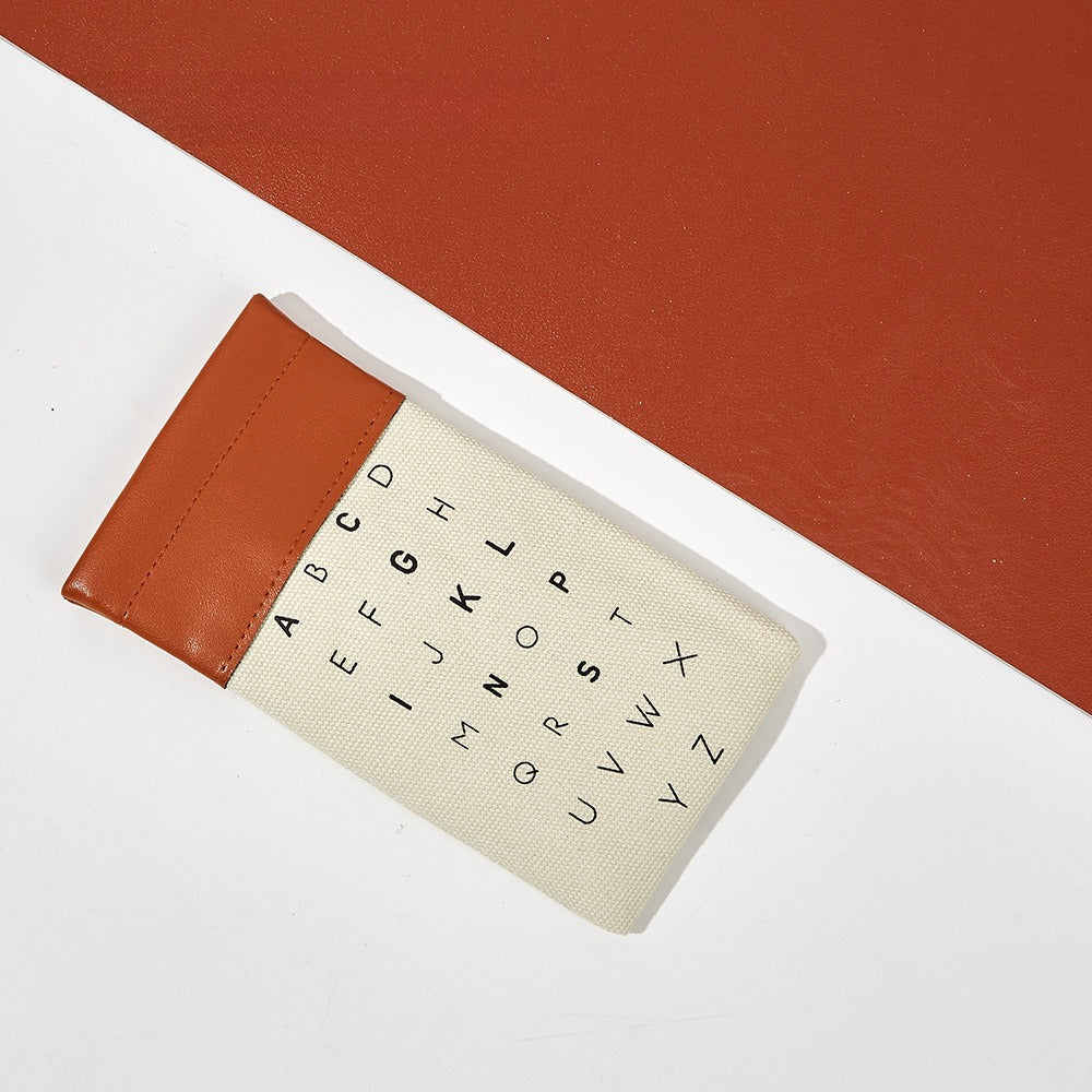 Letter Pattern Canvas Elastic Students Eyeglasses Case