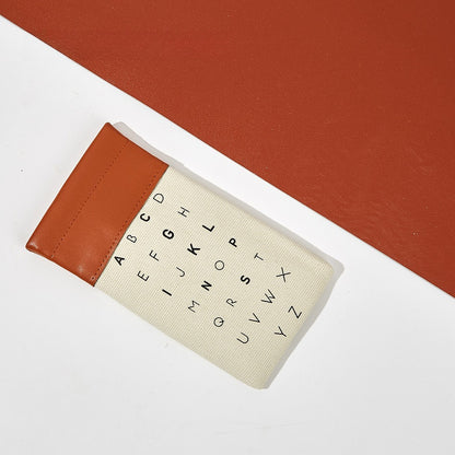 Letter Pattern Canvas Elastic Students Eyeglasses Case