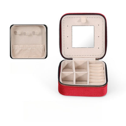 Portable Travel Earring Jewelry Box with Mirror