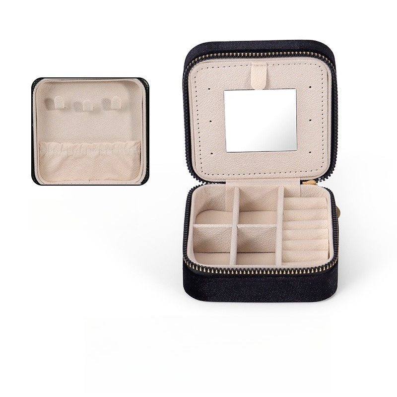 Portable Travel Earring Jewelry Box with Mirror