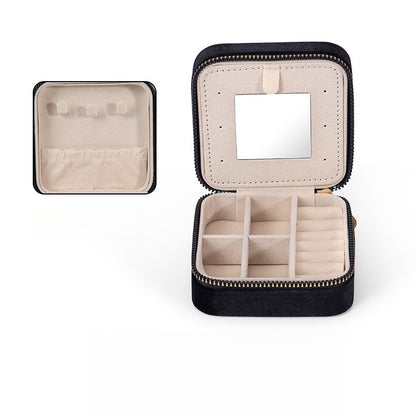 Portable Travel Earring Jewelry Box with Mirror