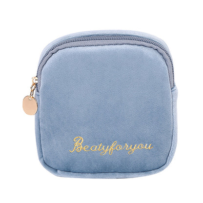 Cute Velvet Portable Pouch Girls Heart Multiple Colors