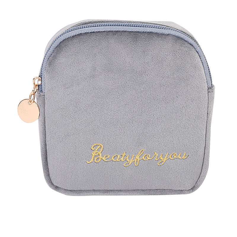 Cute Velvet Portable Pouch Girls Heart Multiple Colors