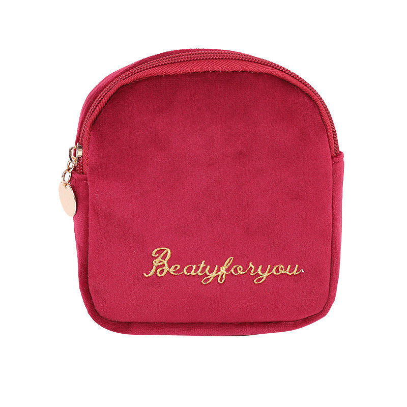 Cute Velvet Portable Pouch Girls Heart Multiple Colors