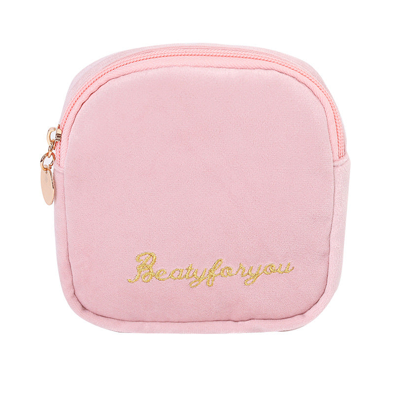 Cute Velvet Portable Pouch Girls Heart Multiple Colors