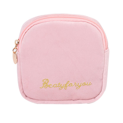 Cute Velvet Portable Pouch Girls Heart Multiple Colors