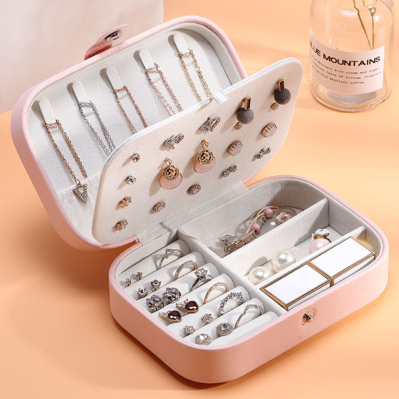 PU Single Layer Jewelry Box Necklace Earring Ring Portable