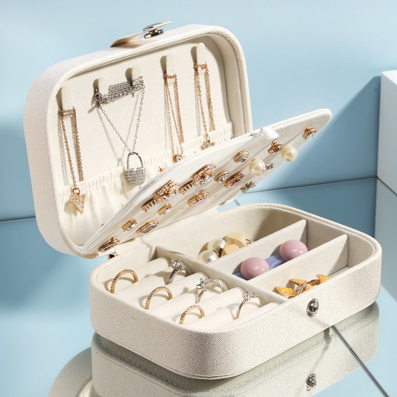 PU Single Layer Jewelry Box Necklace Earring Ring Portable