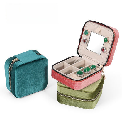 Portable Travel Earring Jewelry Box with Mirror