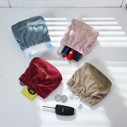 Velvet Cable Earphone Pouch Auto Close Pouch Multiple Colors