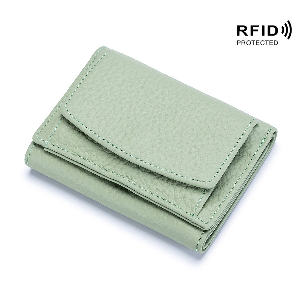 Genuine Leather RFID Mini Wallet Women Coin Purse
