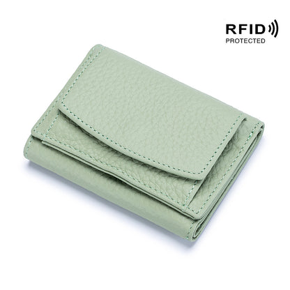 Genuine Leather RFID Mini Wallet Women Coin Purse