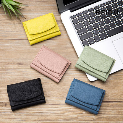 Genuine Leather RFID Mini Wallet Women Coin Purse