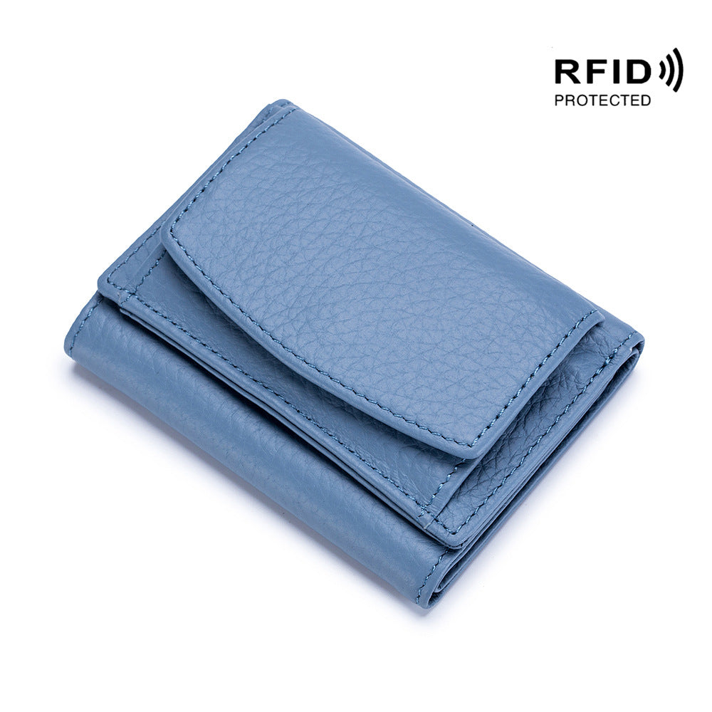 Genuine Leather RFID Mini Wallet Women Coin Purse