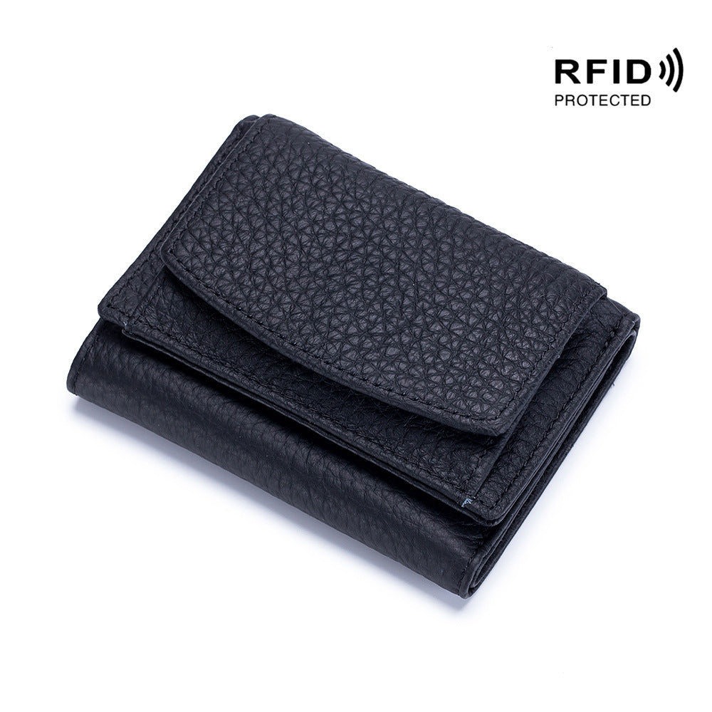 Genuine Leather RFID Mini Wallet Women Coin Purse