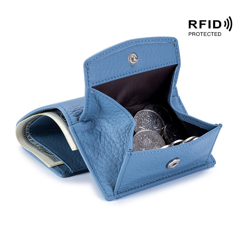 Genuine Leather RFID Mini Wallet Women Coin Purse