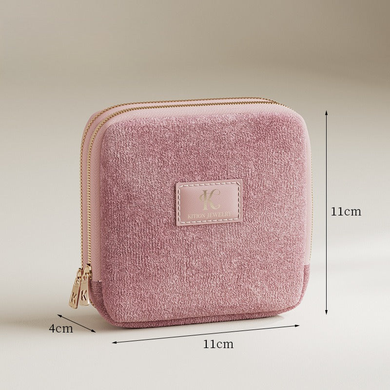 Double Layer Velvet Jewelry Pouch Portable Handheld