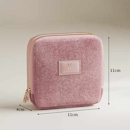Double Layer Velvet Jewelry Pouch Portable Handheld