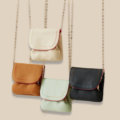 Genuine Leather Chain Coin Purse Snap Multiple Colors
