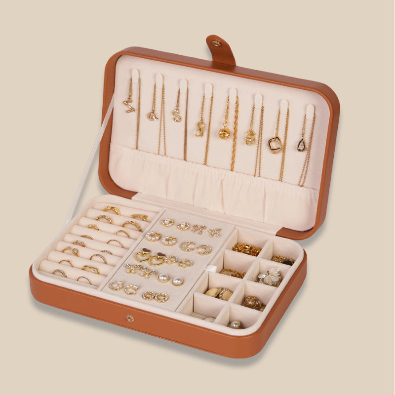 Elegant Leather Jewelry Box for Necklace Ring Earring