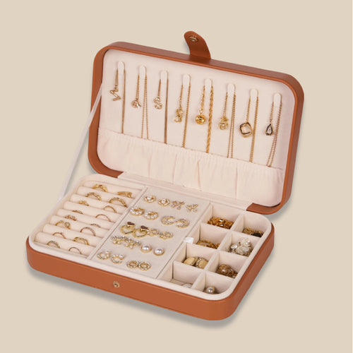 Elegant Leather Jewelry Box for Necklace Ring Earring
