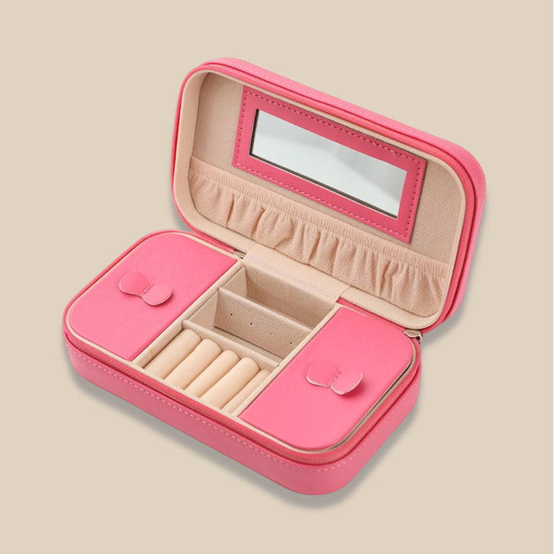 Large Capacity Travel Jewelry Box with Mirror