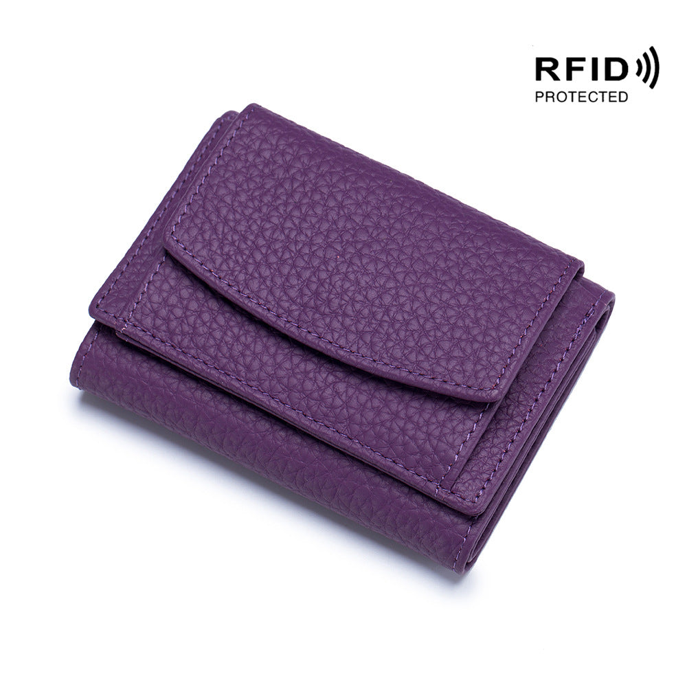 Genuine Leather RFID Mini Wallet Women Coin Purse