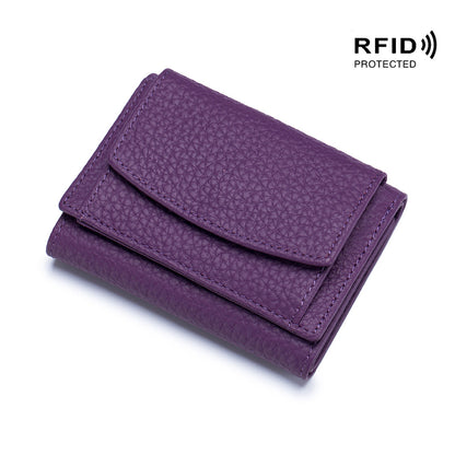 Genuine Leather RFID Mini Wallet Women Coin Purse