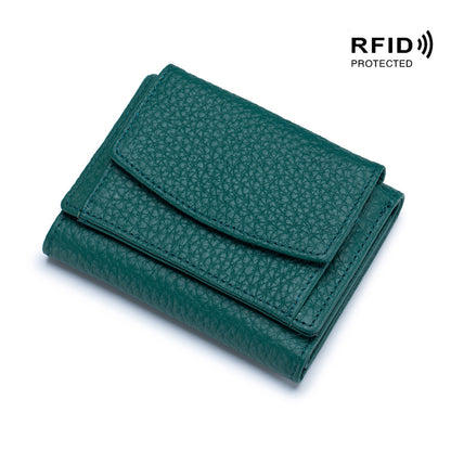 Genuine Leather RFID Mini Wallet Women Coin Purse