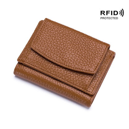 Genuine Leather RFID Mini Wallet Women Coin Purse