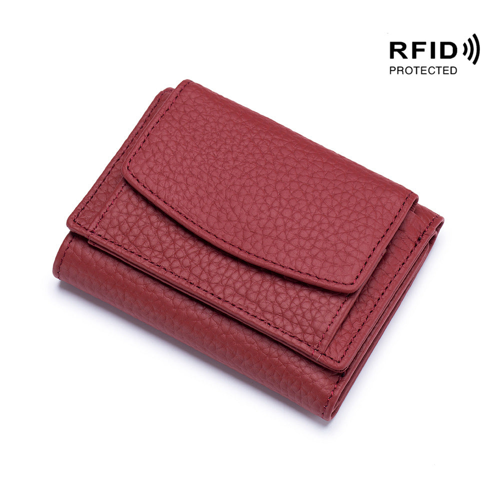 Genuine Leather RFID Mini Wallet Women Coin Purse