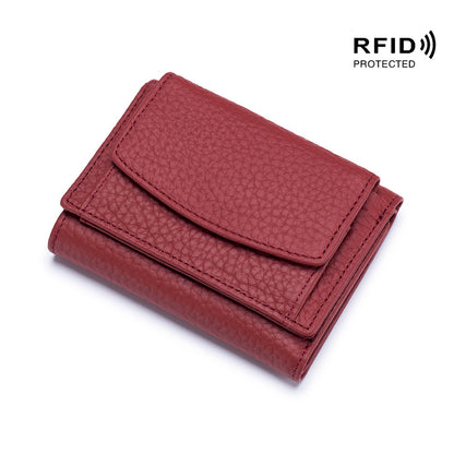 Genuine Leather RFID Mini Wallet Women Coin Purse