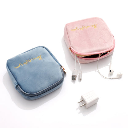Cute Velvet Portable Pouch Girls Heart Multiple Colors