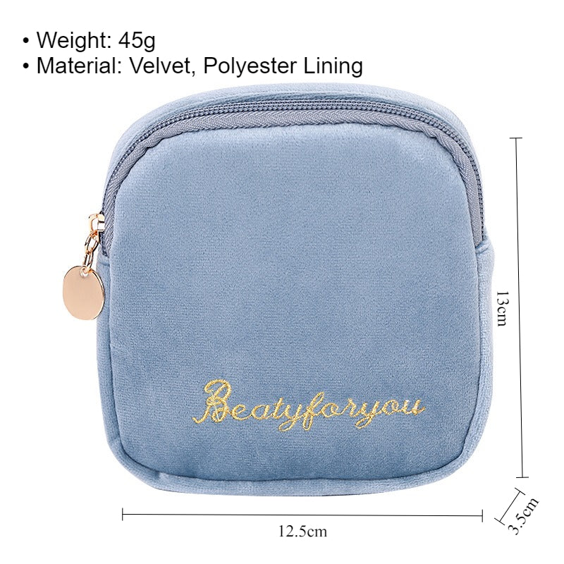 Cute Velvet Portable Pouch Girls Heart Multiple Colors
