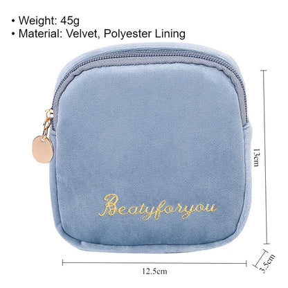 Cute Velvet Portable Pouch Girls Heart Multiple Colors