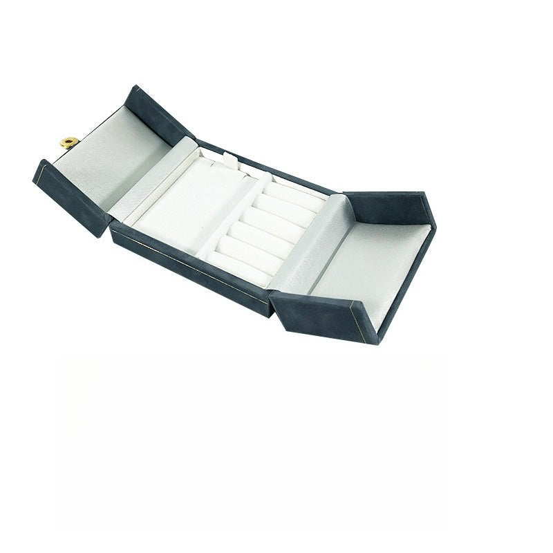 Double Door Velvet Jewelry Box Multiple Colors