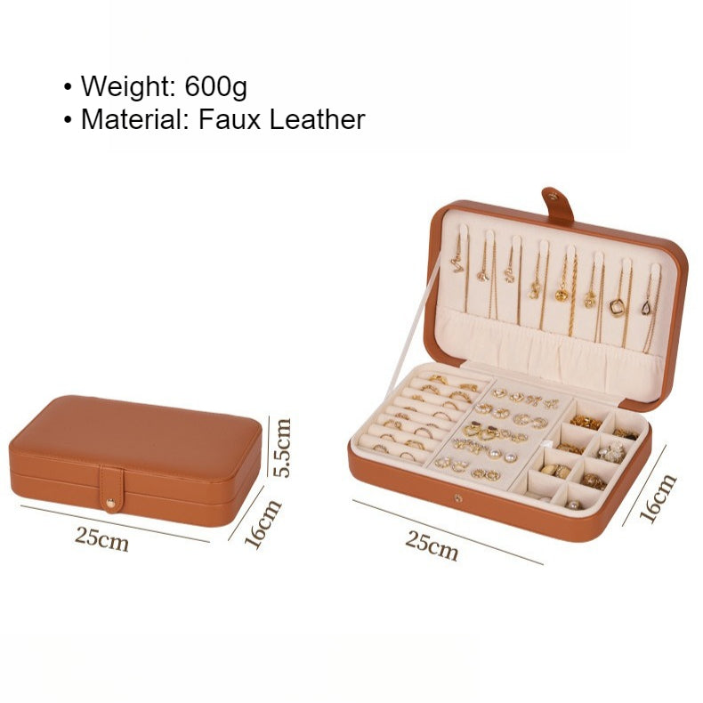 Elegant Leather Jewelry Box for Necklace Ring Earring