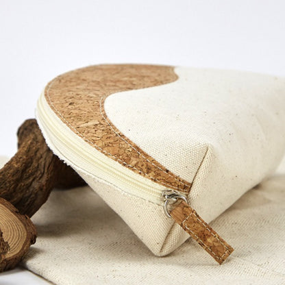 Wood Grain Canvas Makeup Pouch Travel Shell Cosmetic Bag